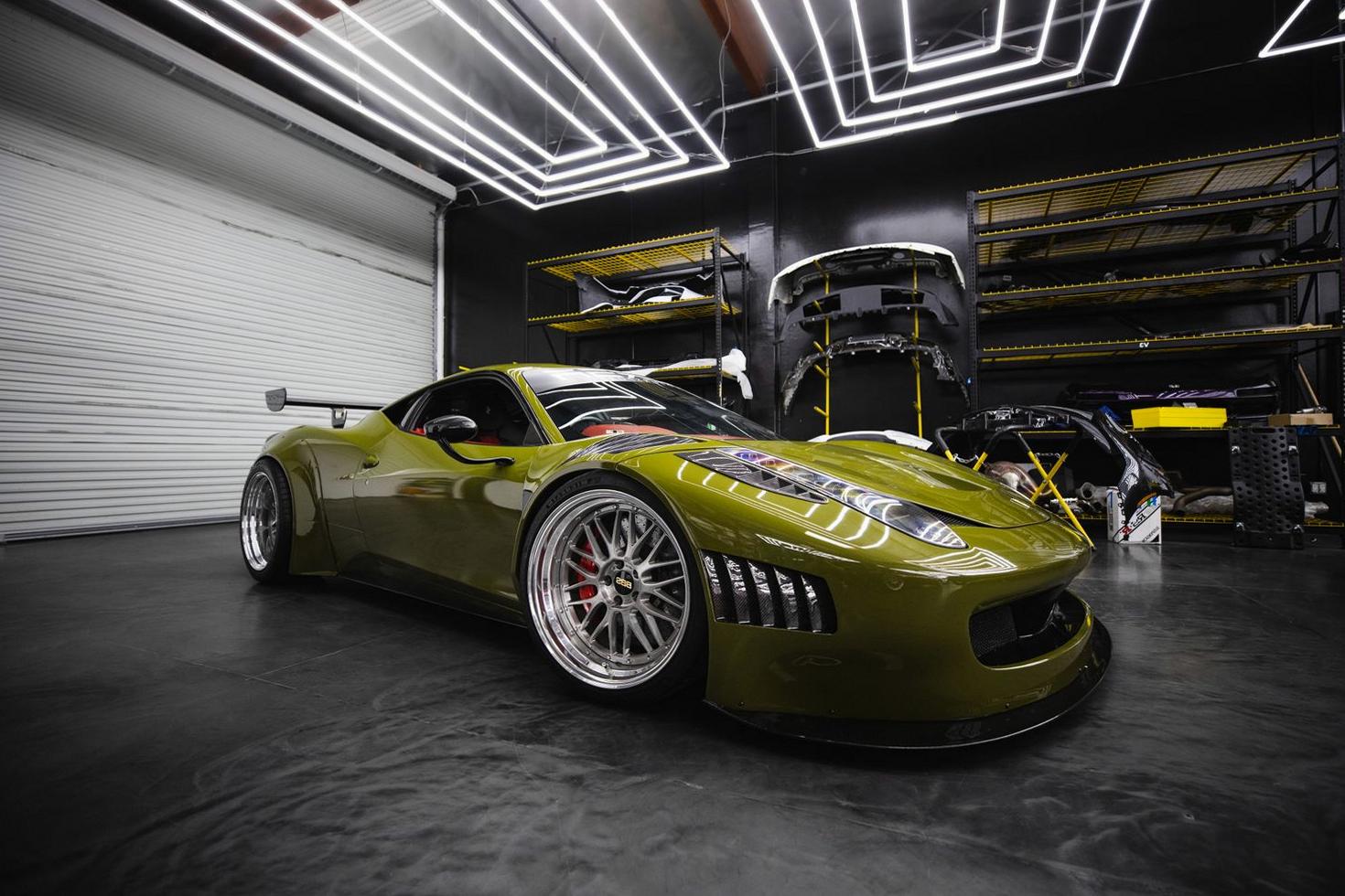 High-performance tuned car in Stuttgart workshop